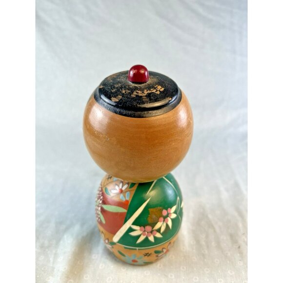 Vtg Japanese Wooden Bobble Head Nodder Kokeshi doll 5.5” T - Rare - unsigned - Picture 3 of 7